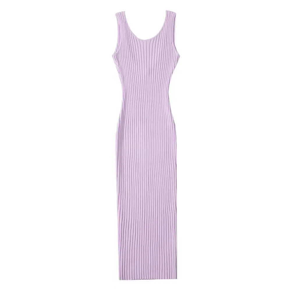 Women Backless Sleeveless Midi Dress Summer Knitted Elegant 5 Colors Elastic Slim Dresses - Image 5