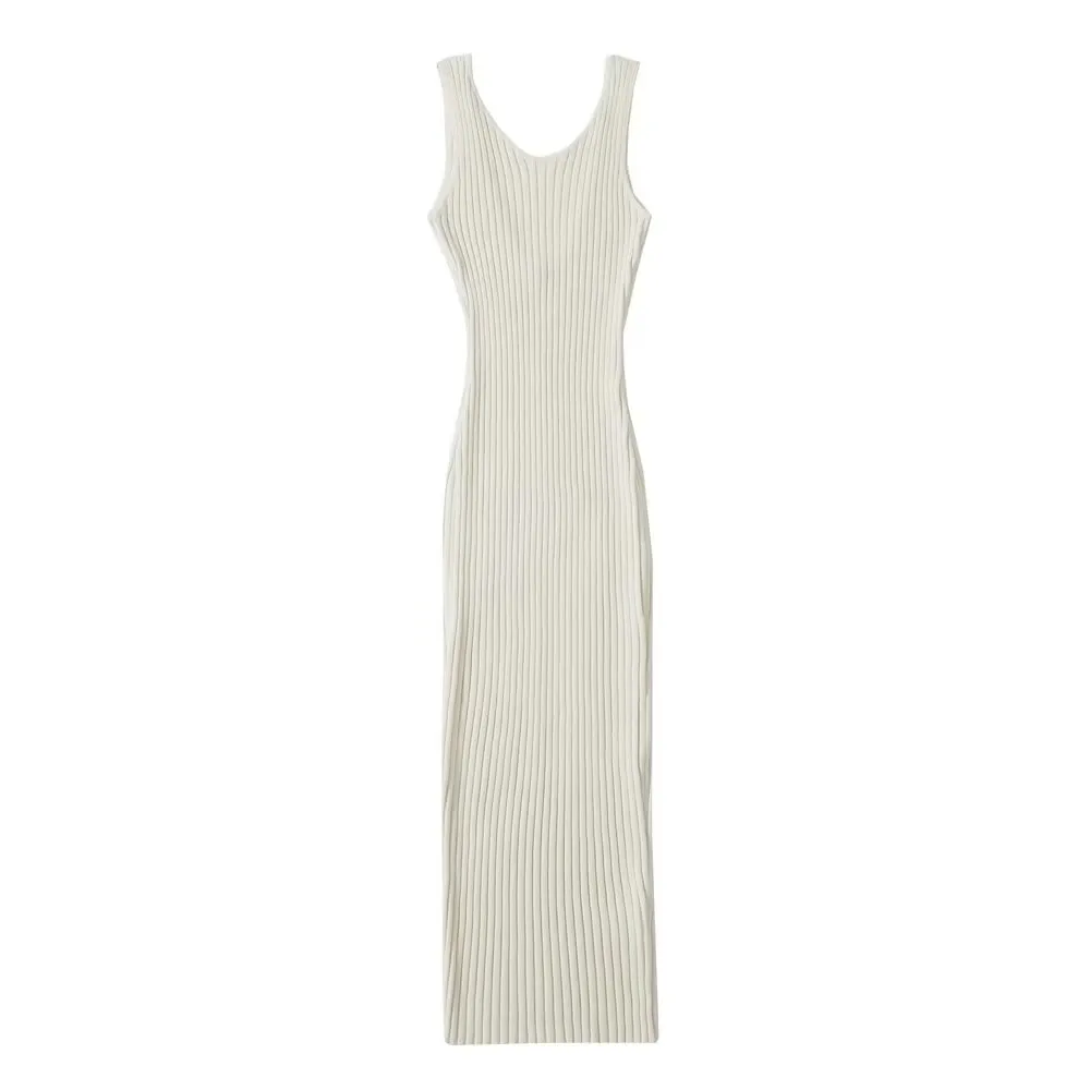 Women Backless Sleeveless Midi Dress Summer Knitted Elegant 5 Colors Elastic Slim Dresses - Image 7