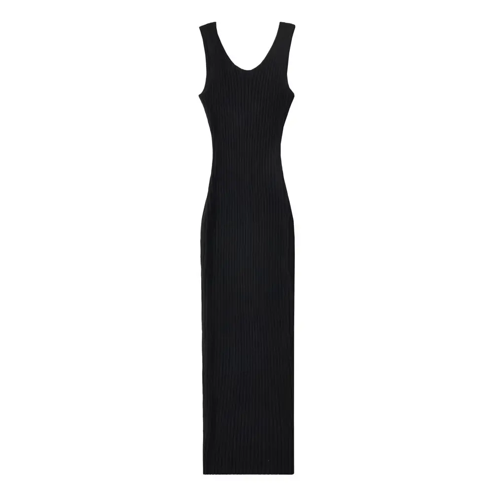 Women Backless Sleeveless Midi Dress Summer Knitted Elegant 5 Colors Elastic Slim Dresses - Image 8