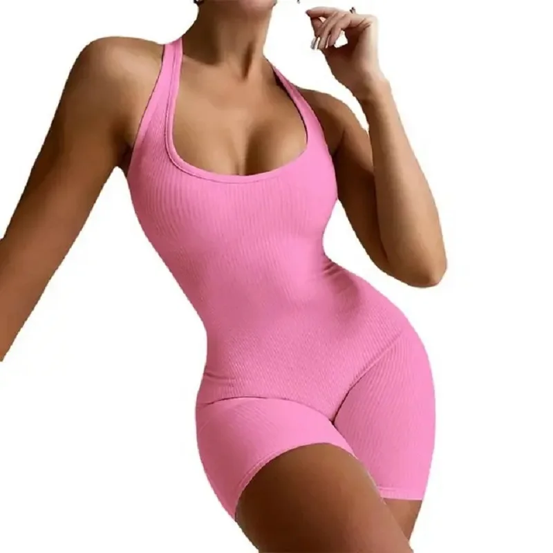 Women Bodysuit Sleeveless GymBackless Jumpsuit Workout Catsuit Bodycon Romper Sportswear Fitness Yoga Suit Sexy One Piece - Image 4