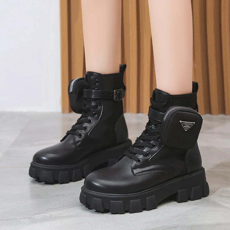Women Boots Motorcycle Casual Shoes New Woman Leather Minimalist Classic Punk Female Mary Jane Goth Shoes Platform Boots Women - Image 3