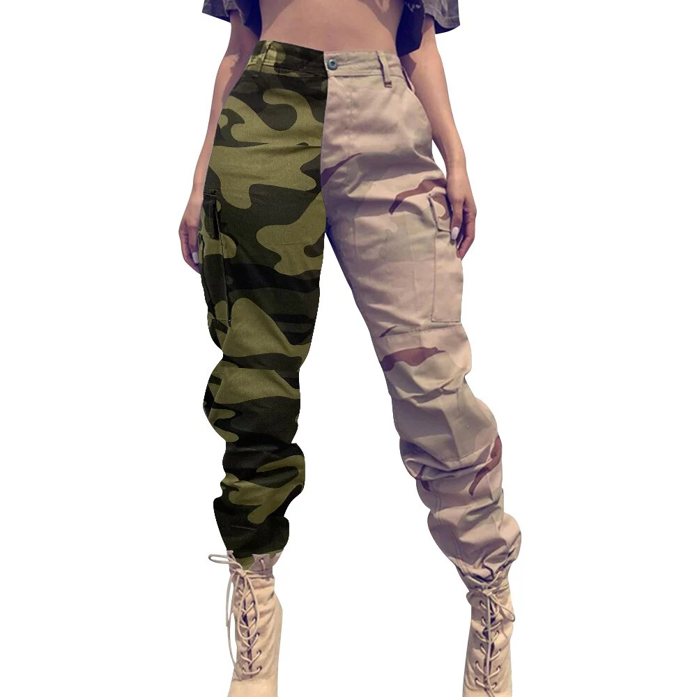 Women Casual Cargo Pants Summer Fall Ladies Trendy Patchwork Camouflage Trousers Pants - Image 3