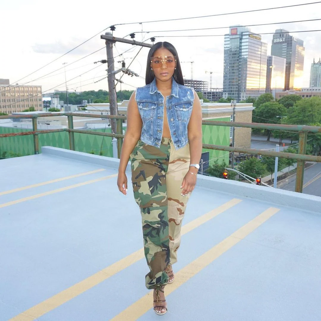 Women Casual Cargo Pants Summer Fall Ladies Trendy Patchwork Camouflage Trousers Pants - Image 8