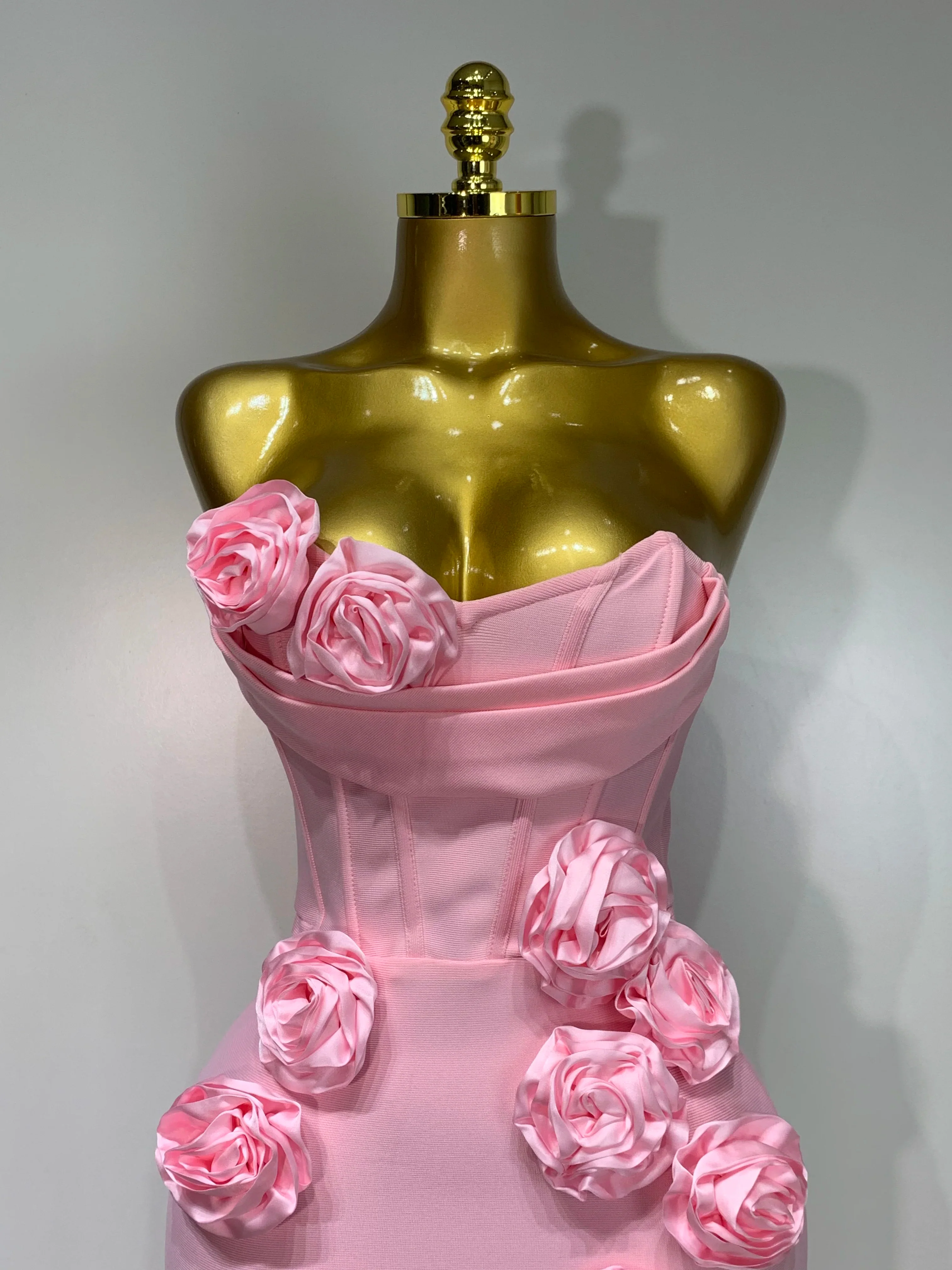 Women Celebrity Sexy Strapless Backless Flower Maxi Long Bodycon Bandage Dress 2025 Elegant Birthday Evening Club Party Dresses - Image 5