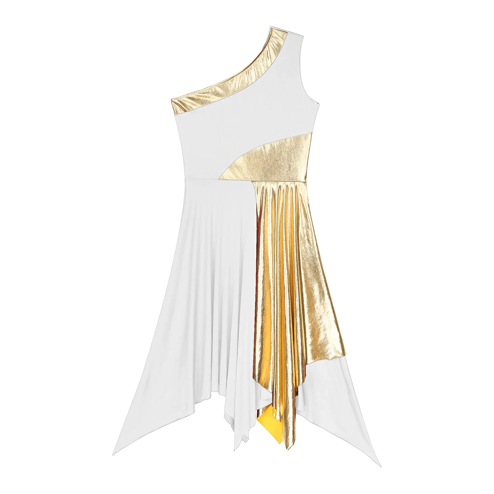 Women Church Choir Worship Praise Dress Modern Lyrical Dance Performance Costume One Shoulder Irregular Hem Dresses Dancewear - Image 2