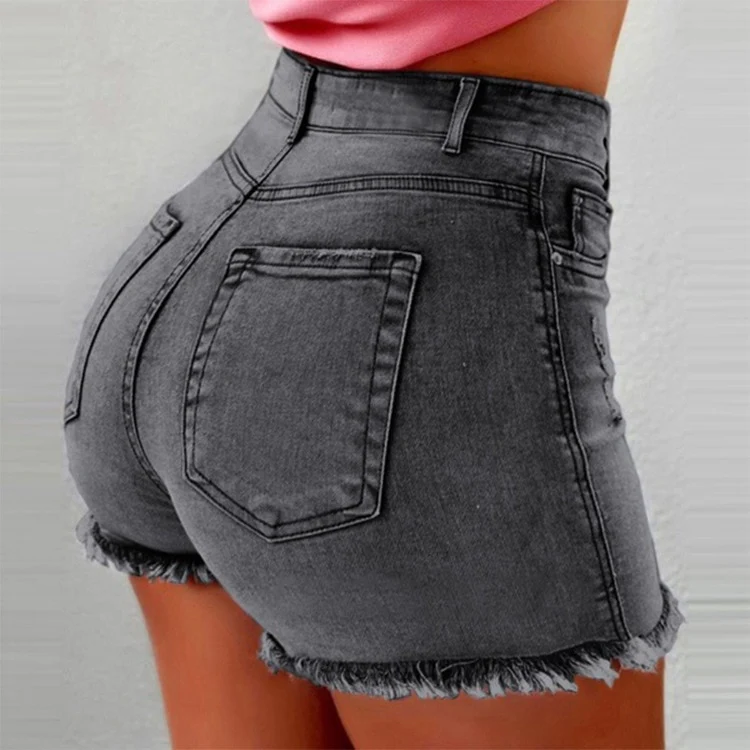 Women Denim Shorts 2023 New Summer Lady Clothing High Waist Jeans Shorts Fringe Frayed Ripped Casual Hot Shorts Denim Shorts - Image 2