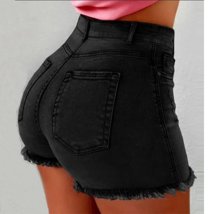 Women Denim Shorts 2023 New Summer Lady Clothing High Waist Jeans Shorts Fringe Frayed Ripped Casual Hot Shorts Denim Shorts - Image 4