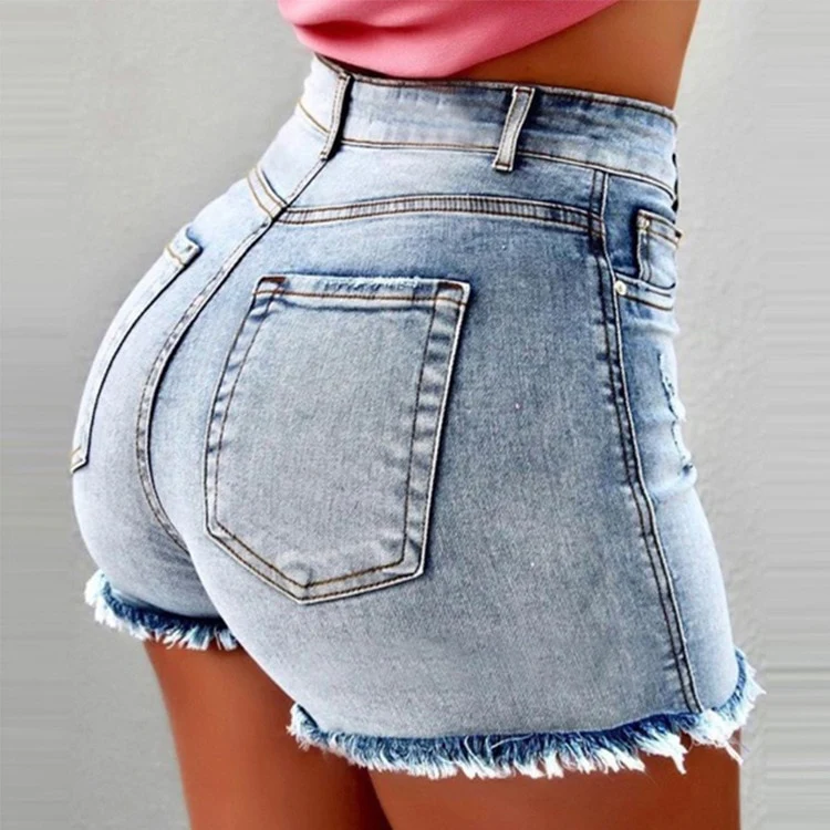 Women Denim Shorts 2023 New Summer Lady Clothing High Waist Jeans Shorts Fringe Frayed Ripped Casual Hot Shorts Denim Shorts - Image 5