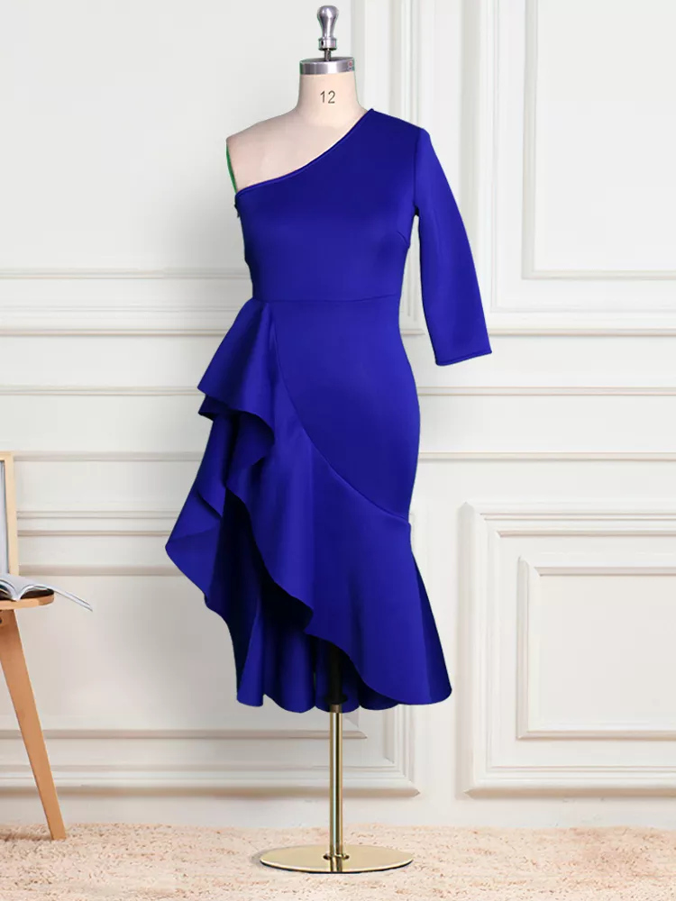 Women Dress One Shouler Party Ruffles Party Sexy Femme Elastic Clubwear Night Out Celebrate Vestidos Female African Fashion XXL - Image 2