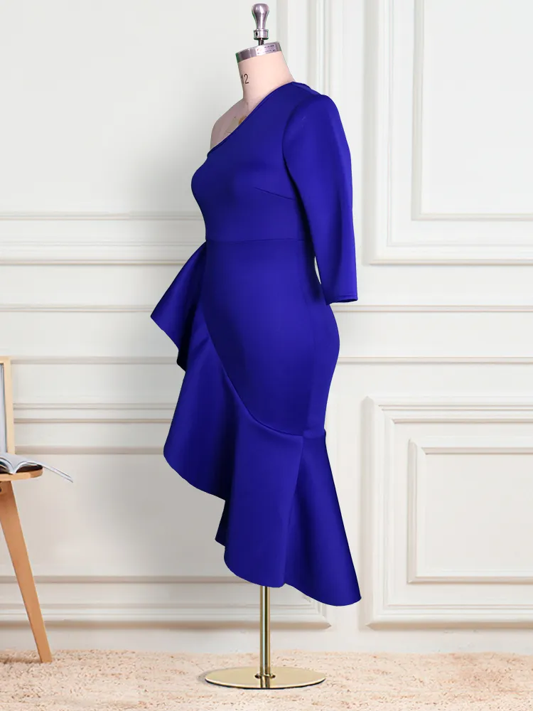 Women Dress One Shouler Party Ruffles Party Sexy Femme Elastic Clubwear Night Out Celebrate Vestidos Female African Fashion XXL - Image 4