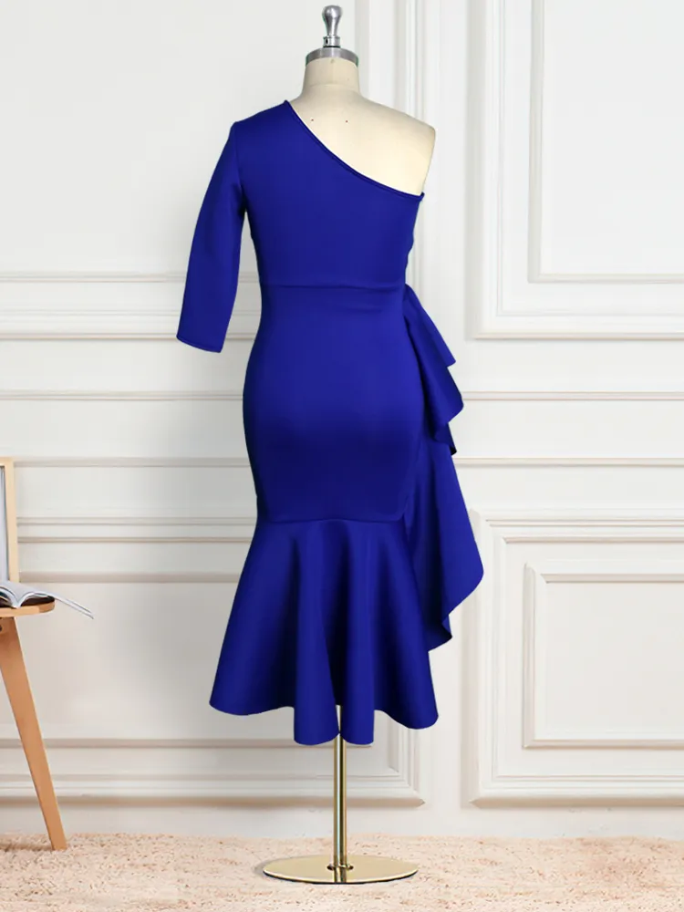 Women Dress One Shouler Party Ruffles Party Sexy Femme Elastic Clubwear Night Out Celebrate Vestidos Female African Fashion XXL - Image 5