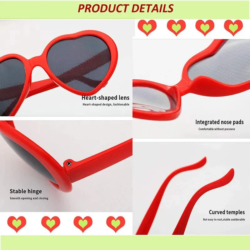 Women Fashion Heart Shaped Effects Glasses Watch The Lights Change To Heart Shape At Night Diffraction Glasses Female Sunglasses - Image 6