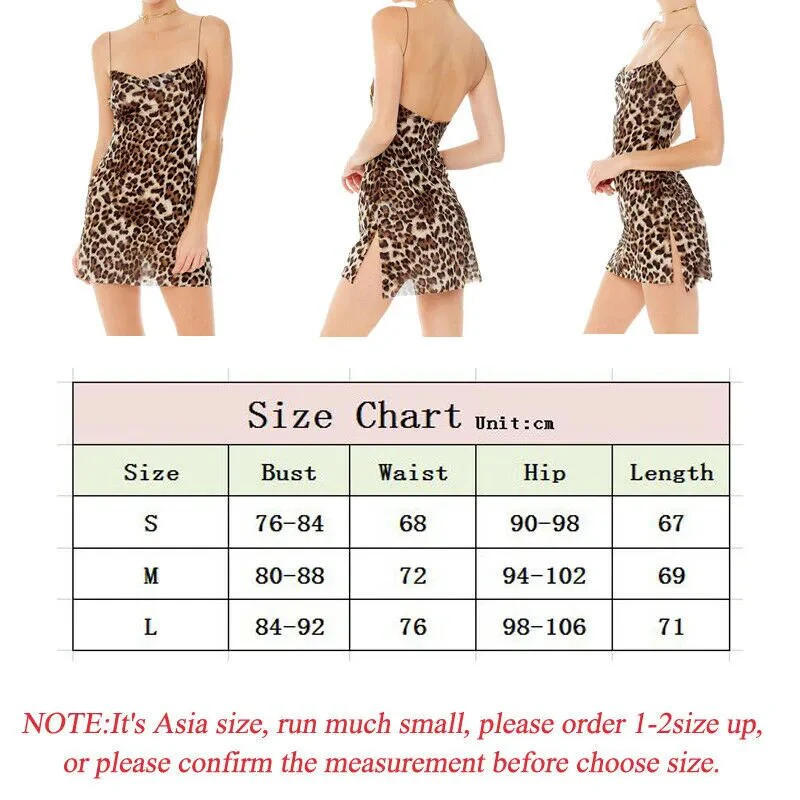 Women Fashion Leopard Print Slip Dress Summer Holiday Beach Bodycon Party Strappy Backless Mini Dresses Sundress - Image 6