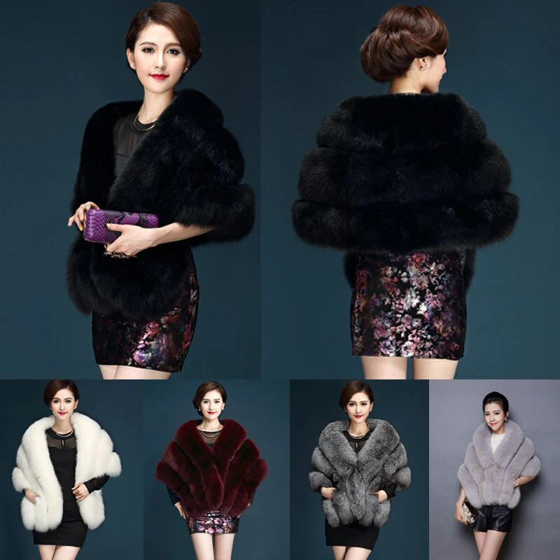 Women Faux Fox Fur Mink Cloak Luxury Winter Vests Wedding Dress Shawl Furry Cape Vest Female Waistcoat Short Sleeveles Fur Coat - Image 8