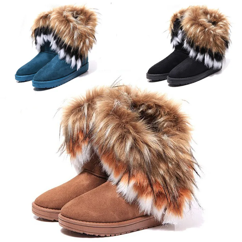 Women Fur Boots Ladies Winter Warm Ankle Boots For Women Snow Shoes Style Round-toe Slip On Female Flock Snow Boot Ladies Shoes - Image 5