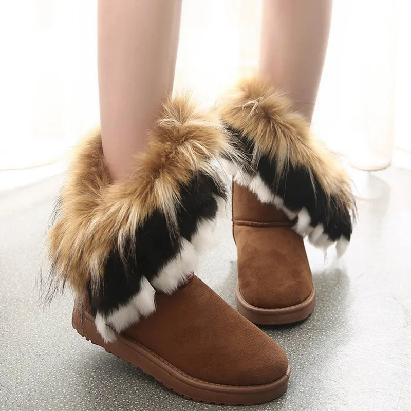Women Fur Boots Ladies Winter Warm Ankle Boots For Women Snow Shoes Style Round-toe Slip On Female Flock Snow Boot Ladies Shoes - Image 6