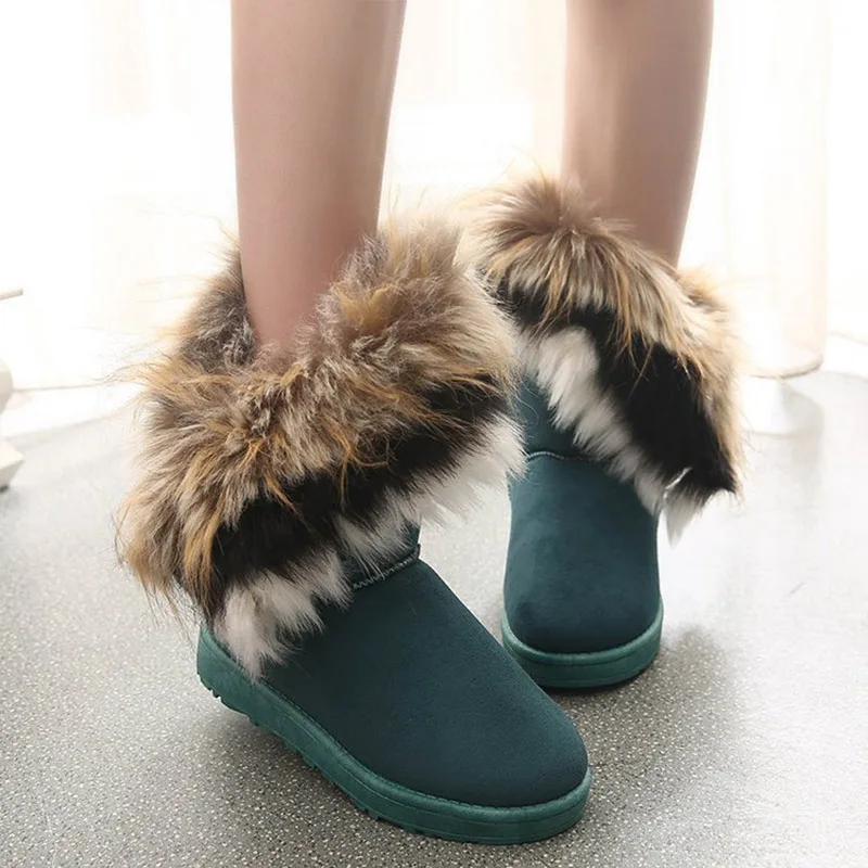 Women Fur Boots Ladies Winter Warm Ankle Boots For Women Snow Shoes Style Round-toe Slip On Female Flock Snow Boot Ladies Shoes - Image 7