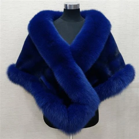 Women Sexy Fur Shoulder Wrap Bridal Shawls Winter Cape Female Jacket White Black Faux Fur Coat - Image 5