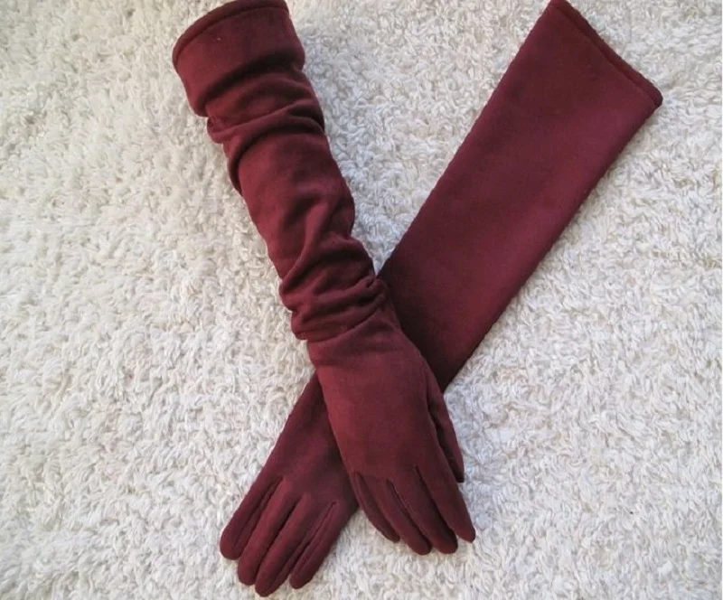 Women Gloves Winter Touch Screen 2021 New Long Style Suede Touch Screen Gloves Black Gray Composite Suede Fashion - Image 10