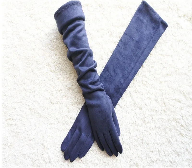 Women Gloves Winter Touch Screen 2021 New Long Style Suede Touch Screen Gloves Black Gray Composite Suede Fashion - Image 12