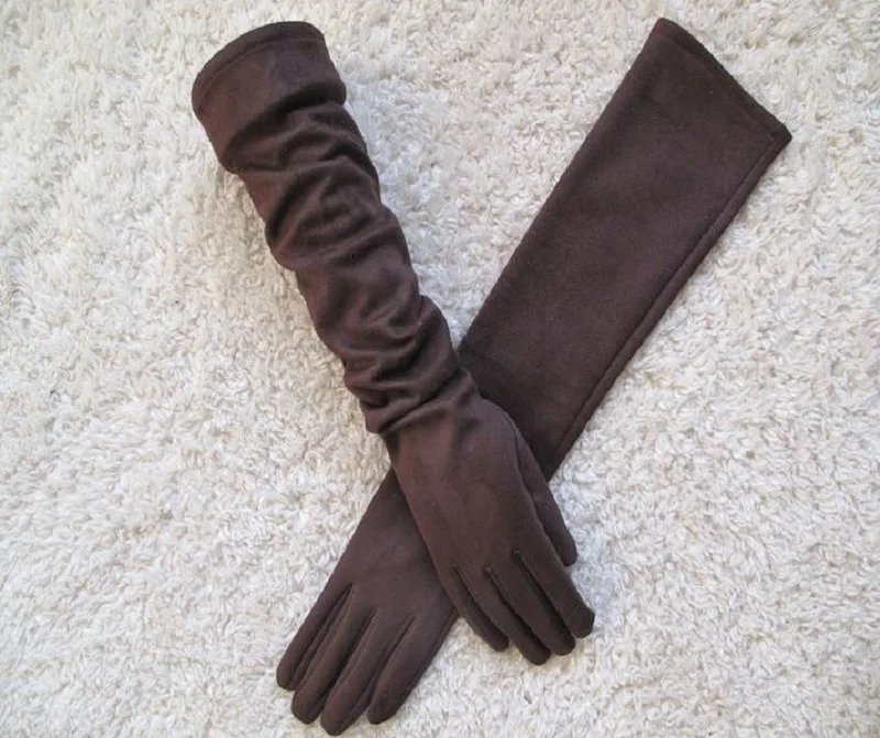 Women Gloves Winter Touch Screen 2021 New Long Style Suede Touch Screen Gloves Black Gray Composite Suede Fashion - Image 16