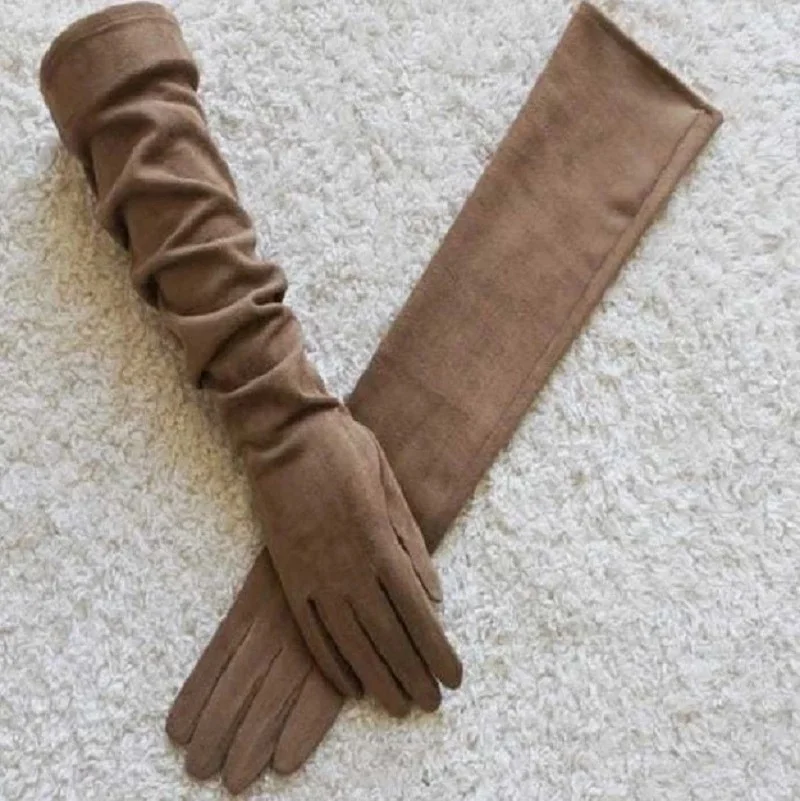 Women Gloves Winter Touch Screen 2021 New Long Style Suede Touch Screen Gloves Black Gray Composite Suede Fashion - Image 18