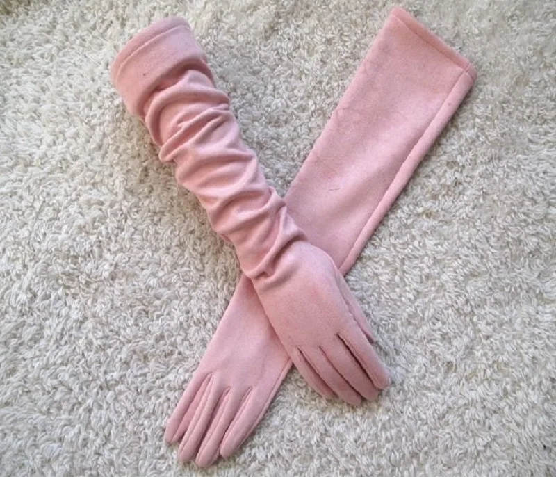 Women Gloves Winter Touch Screen 2021 New Long Style Suede Touch Screen Gloves Black Gray Composite Suede Fashion - Image 19