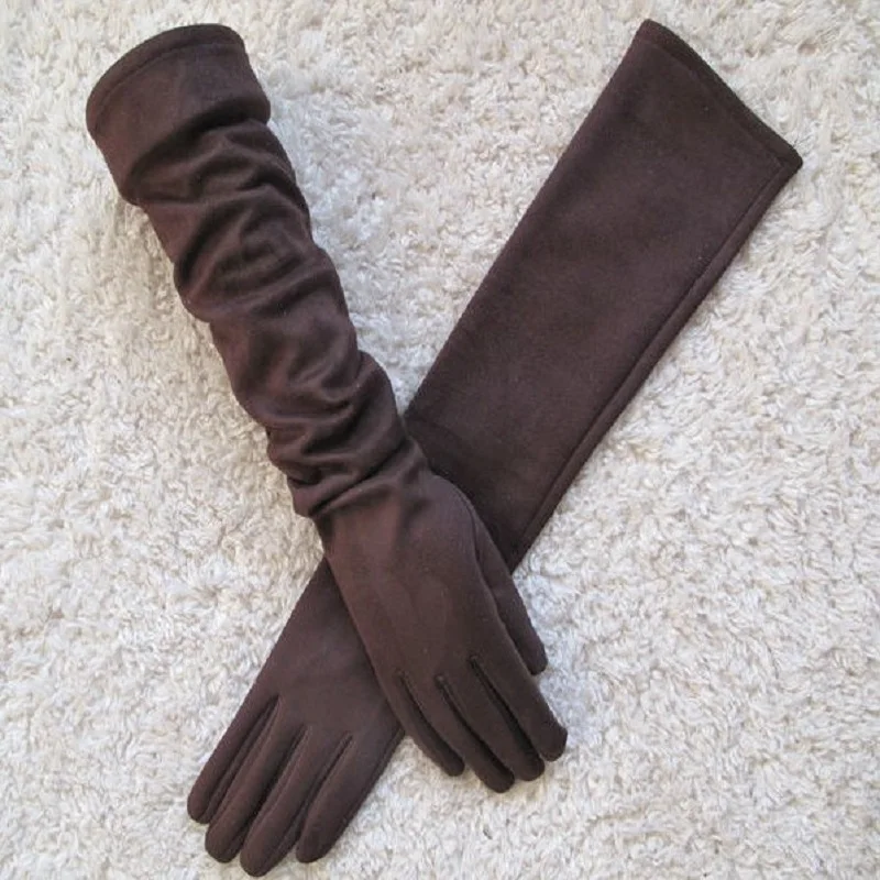 Women Gloves Winter Touch Screen 2021 New Long Style Suede Touch Screen Gloves Black Gray Composite Suede Fashion - Image 6