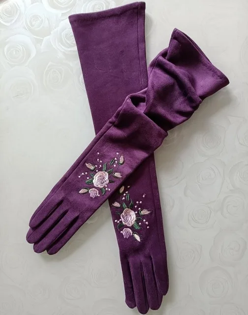 Women Gloves Winter Touch Screen 2021 New Long Style Suede Touch Screen Gloves Black Gray Composite Suede Fashion - Image 9