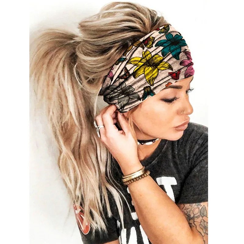 Women Hair Bands Headband Bohemian Sports Run Bandage Elastic Girl Wide Headband Print Wide Headwrap Headpiece Hairband Ladies - Image 11