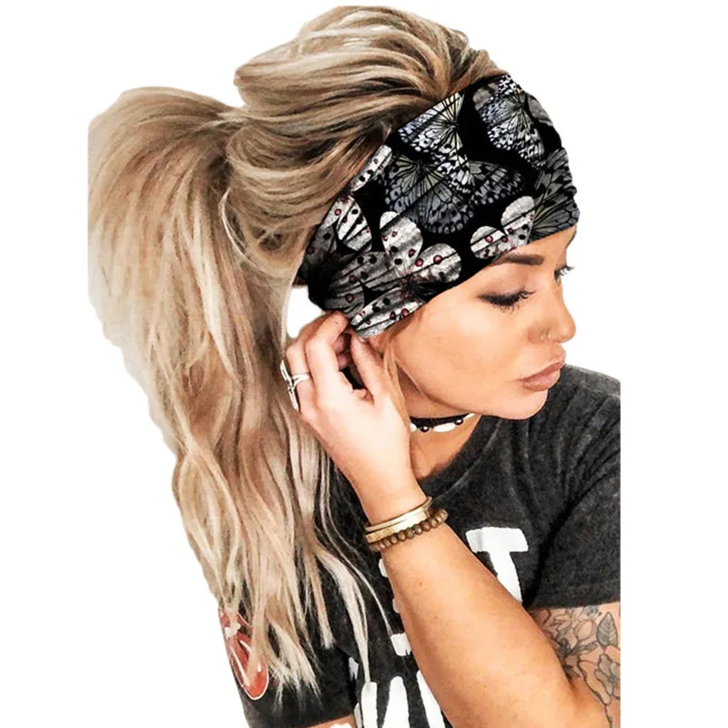 Women Hair Bands Headband Bohemian Sports Run Bandage Elastic Girl Wide Headband Print Wide Headwrap Headpiece Hairband Ladies - Image 12