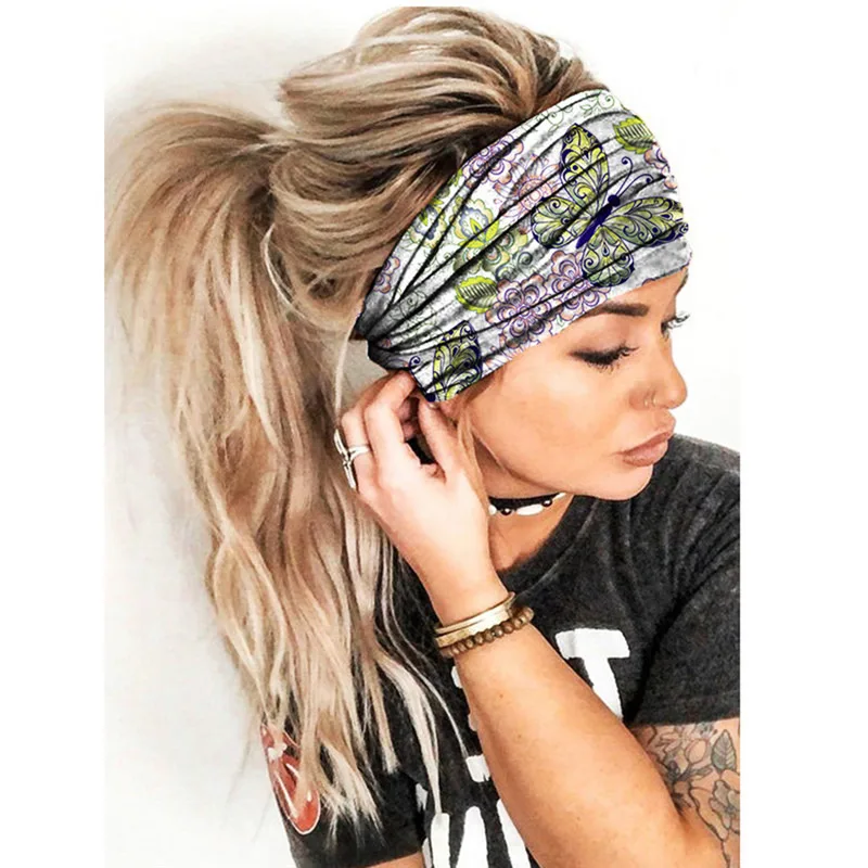 Women Hair Bands Headband Bohemian Sports Run Bandage Elastic Girl Wide Headband Print Wide Headwrap Headpiece Hairband Ladies - Image 13