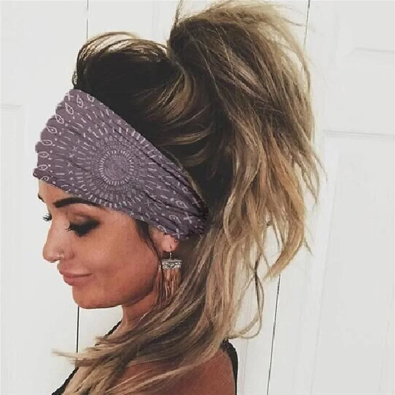 Women Hair Bands Headband Bohemian Sports Run Bandage Elastic Girl Wide Headband Print Wide Headwrap Headpiece Hairband Ladies - Image 16