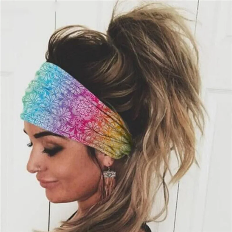 Women Hair Bands Headband Bohemian Sports Run Bandage Elastic Girl Wide Headband Print Wide Headwrap Headpiece Hairband Ladies - Image 17
