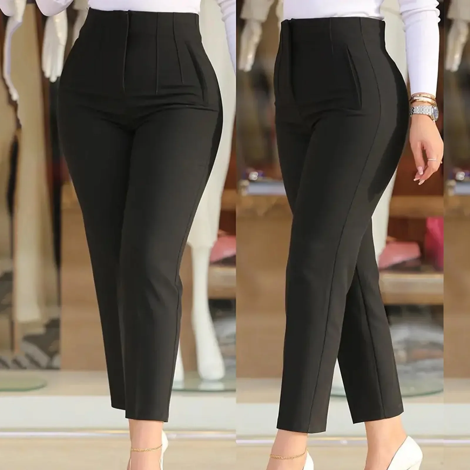 Women High Waist Cropped Work Pants Plaid Dress Pants for Women Business Casual Dress Pants for Women Business Casual - Image 8