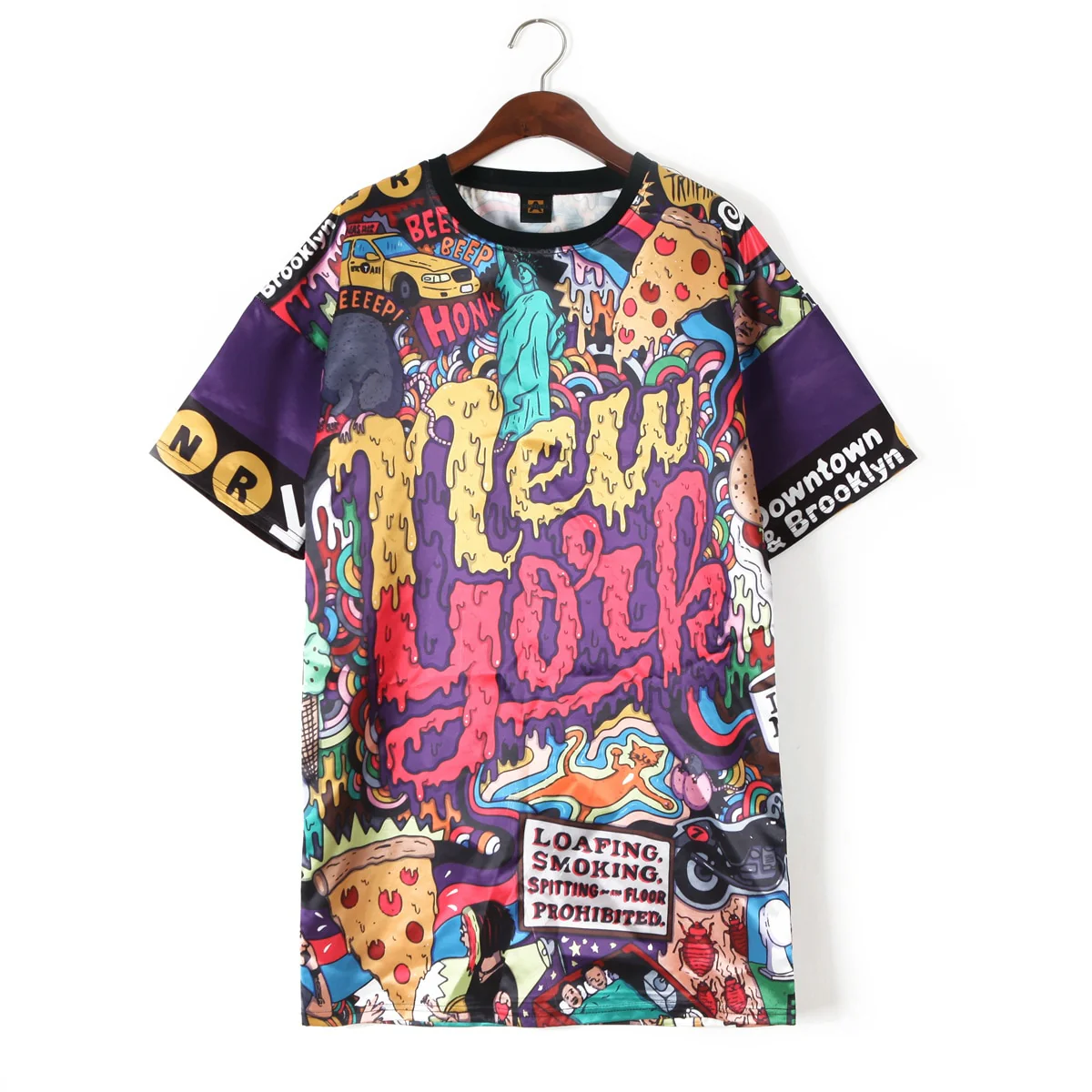 Women Hip Hop Long T Shirt Mesh Breathable Loose New York Letter Printed Pullovers Short Sleeve Tee Dress Streetwear - Image 2