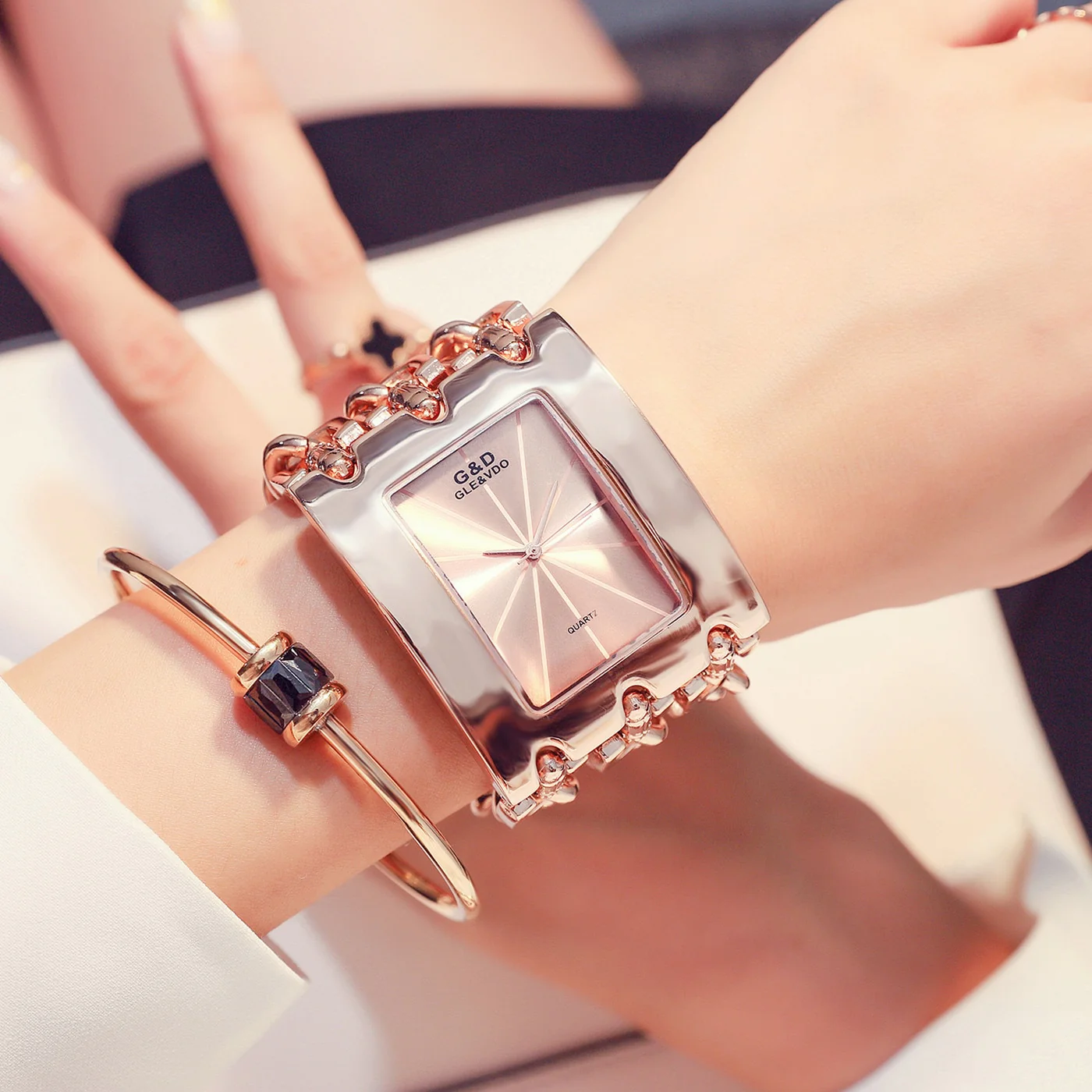 Women Luxury Brand Watch Dress Rhinestone Women Wristwatches Stylish Gold Female Watches - Image 2