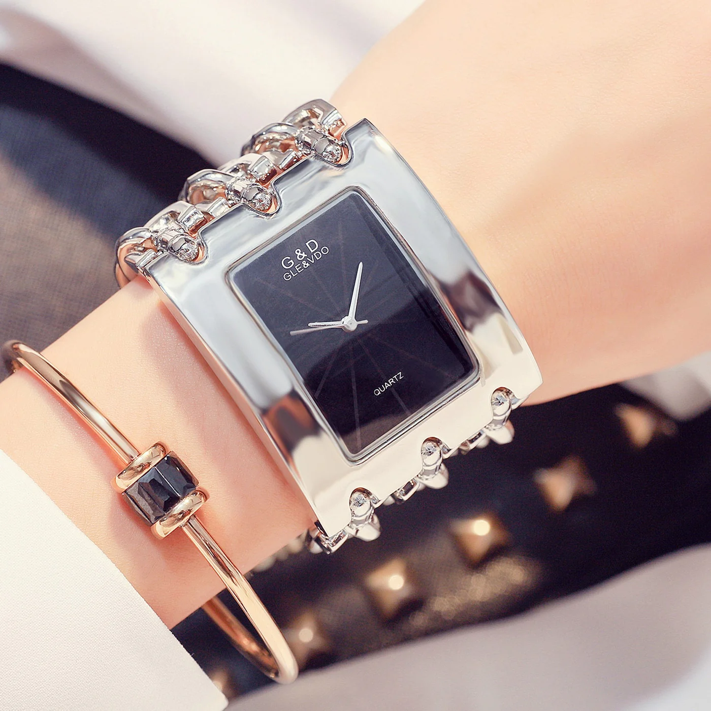 Women Luxury Brand Watch Dress Rhinestone Women Wristwatches Stylish Gold Female Watches - Image 3