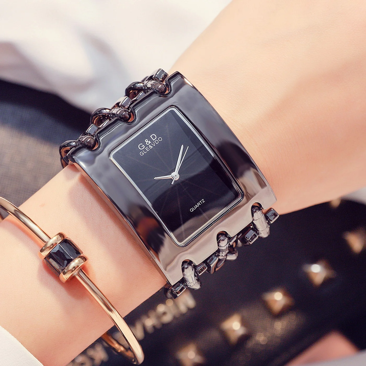 Women Luxury Brand Watch Dress Rhinestone Women Wristwatches Stylish Gold Female Watches - Image 6