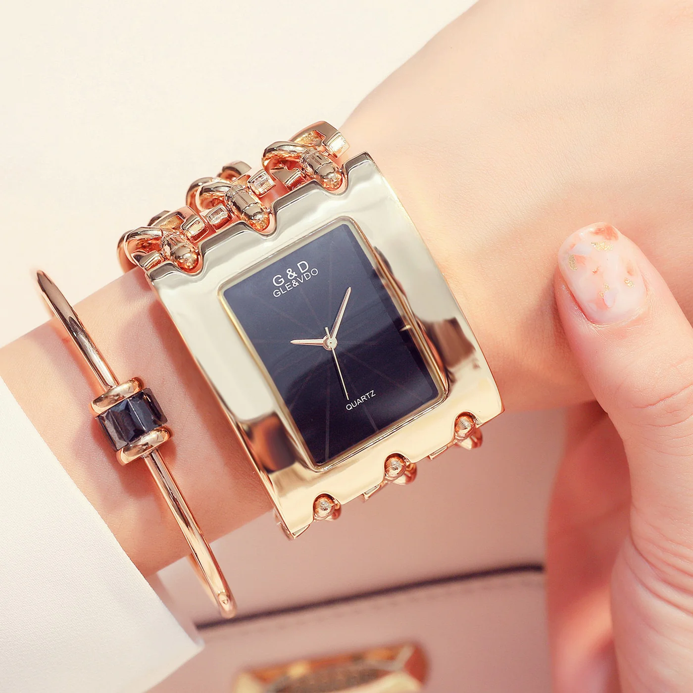 Women Luxury Brand Watch Dress Rhinestone Women Wristwatches Stylish Gold Female Watches - Image 9