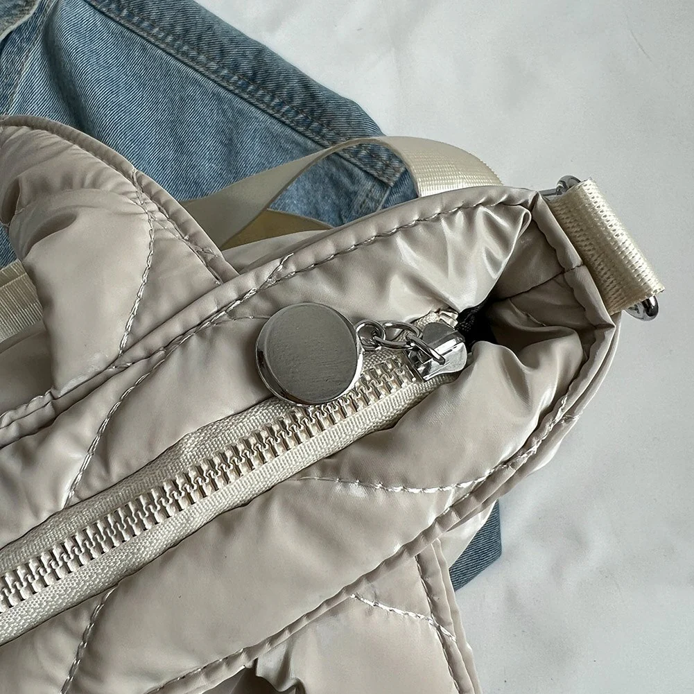 Women Messenger Bag Solid Color Nylon Cotton-padded Female Down Bags Casual Zipper Winter Fashion Quilted Ladies Large Tote - Image 12