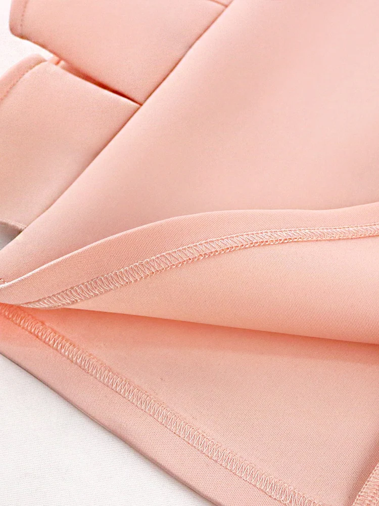 Women Pink Dress Party Ruffle Stylish Occasion Celebrate Sleveless Mesh Patchwork Elegant Slim Summer Homecoming Robe Gowns 2023 - Image 3