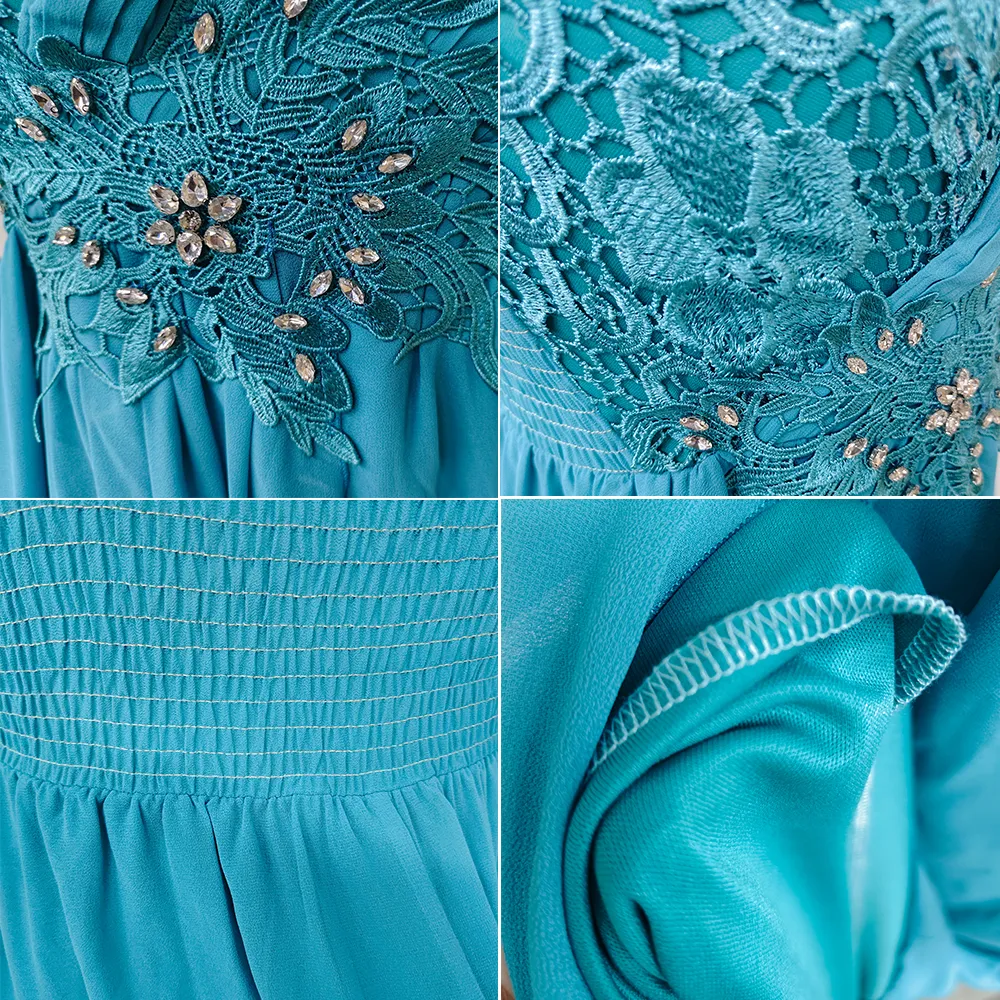Women Plus Size Bridesmaid Dresses Wedding Elegant Lace Rhinestones Applique Party Dresses Large Size Lady Chiffon Evening Dress - Image 3