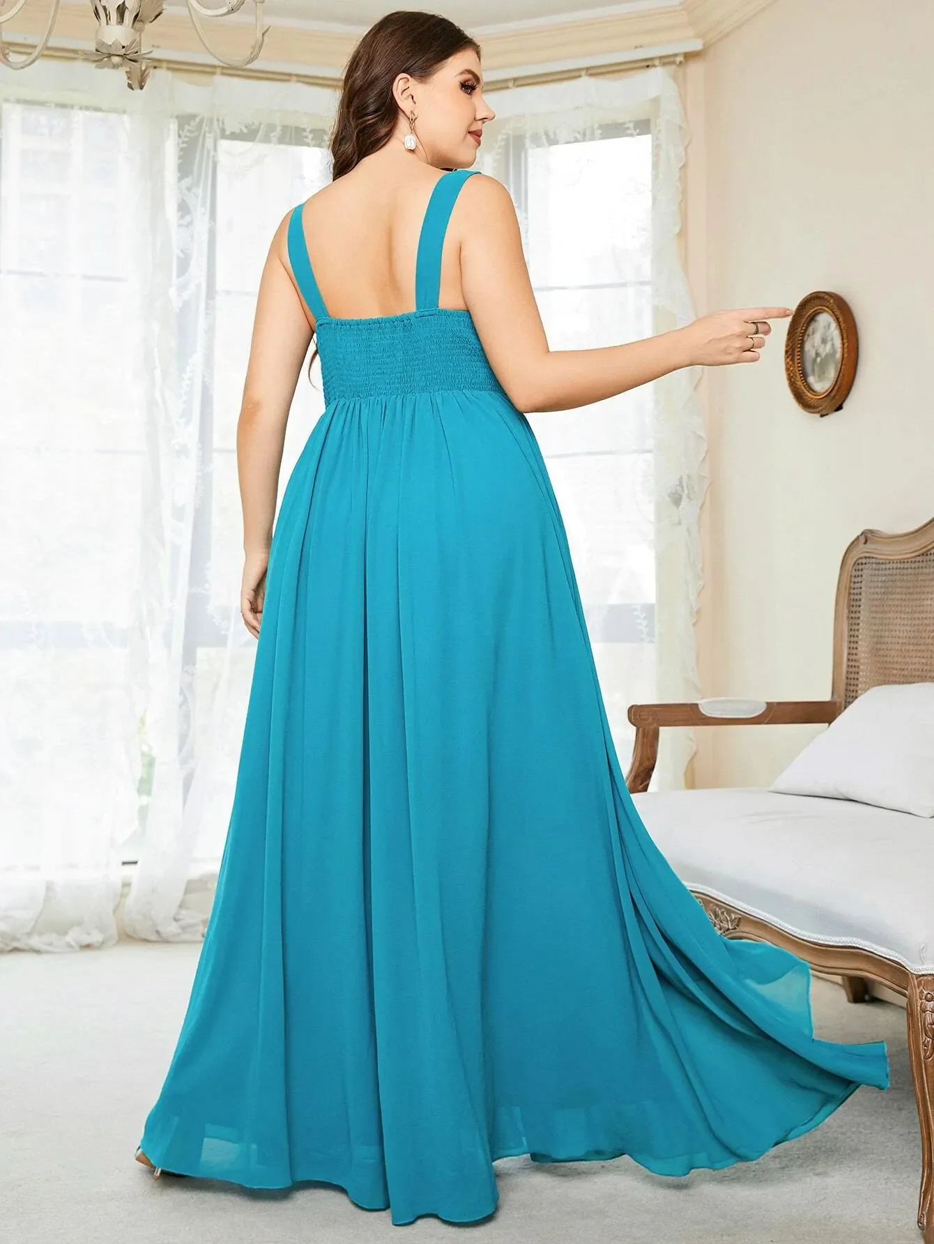 Women Plus Size Bridesmaid Dresses Wedding Elegant Lace Rhinestones Applique Party Dresses Large Size Lady Chiffon Evening Dress - Image 4