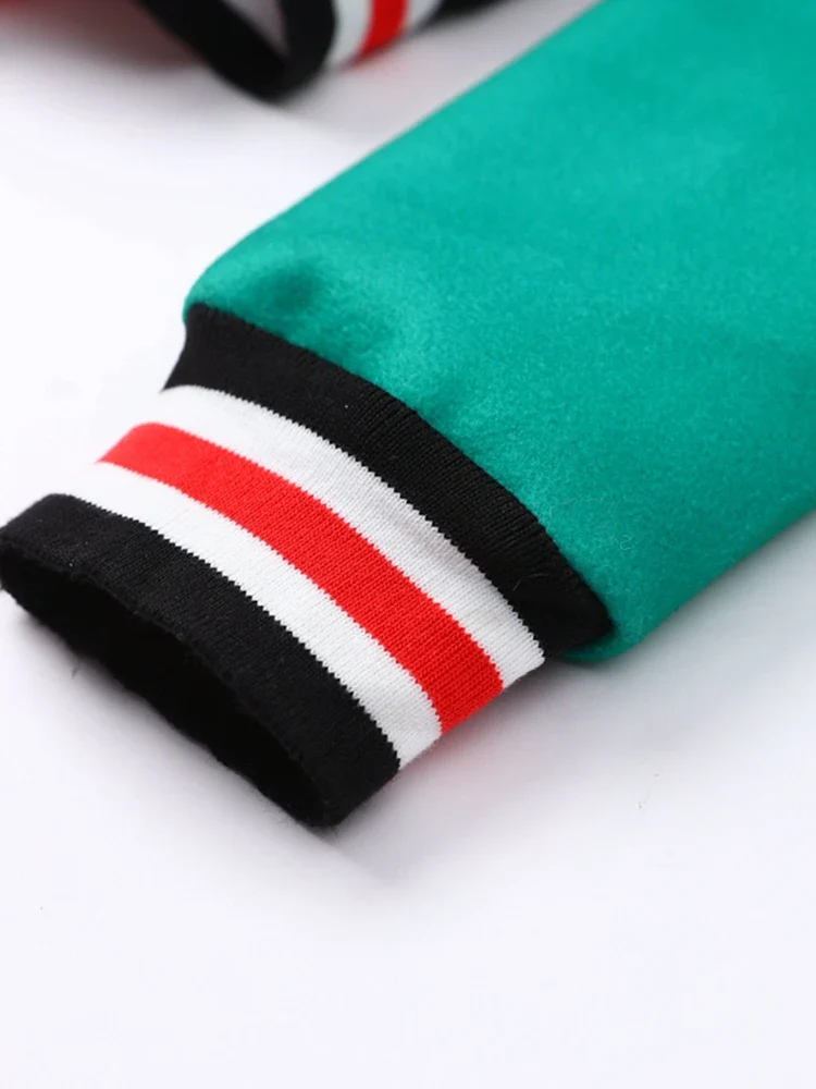 Women Printed Thread Letter Baseball Jacket Spring Single Breasted Cropped Y2K Streetwear 2023 Racing Color Contrast Bomber Coat - Image 6