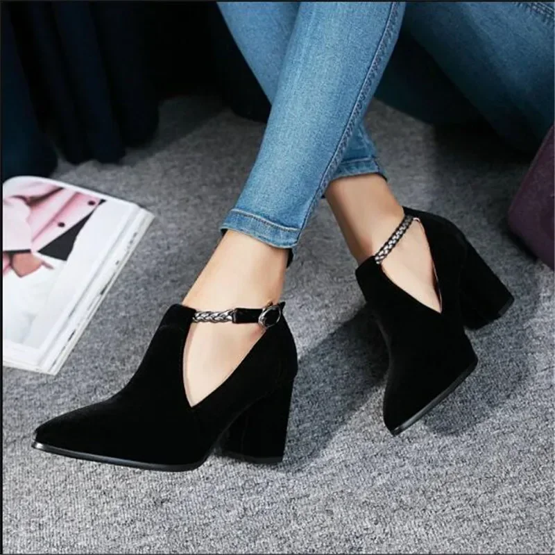 Women Pumps High Heels Ladies Shoes Elegant Pointed Toe Wedding Female Shoes 2023 Spring Fashion Size 33-43 Blue Black - Image 4