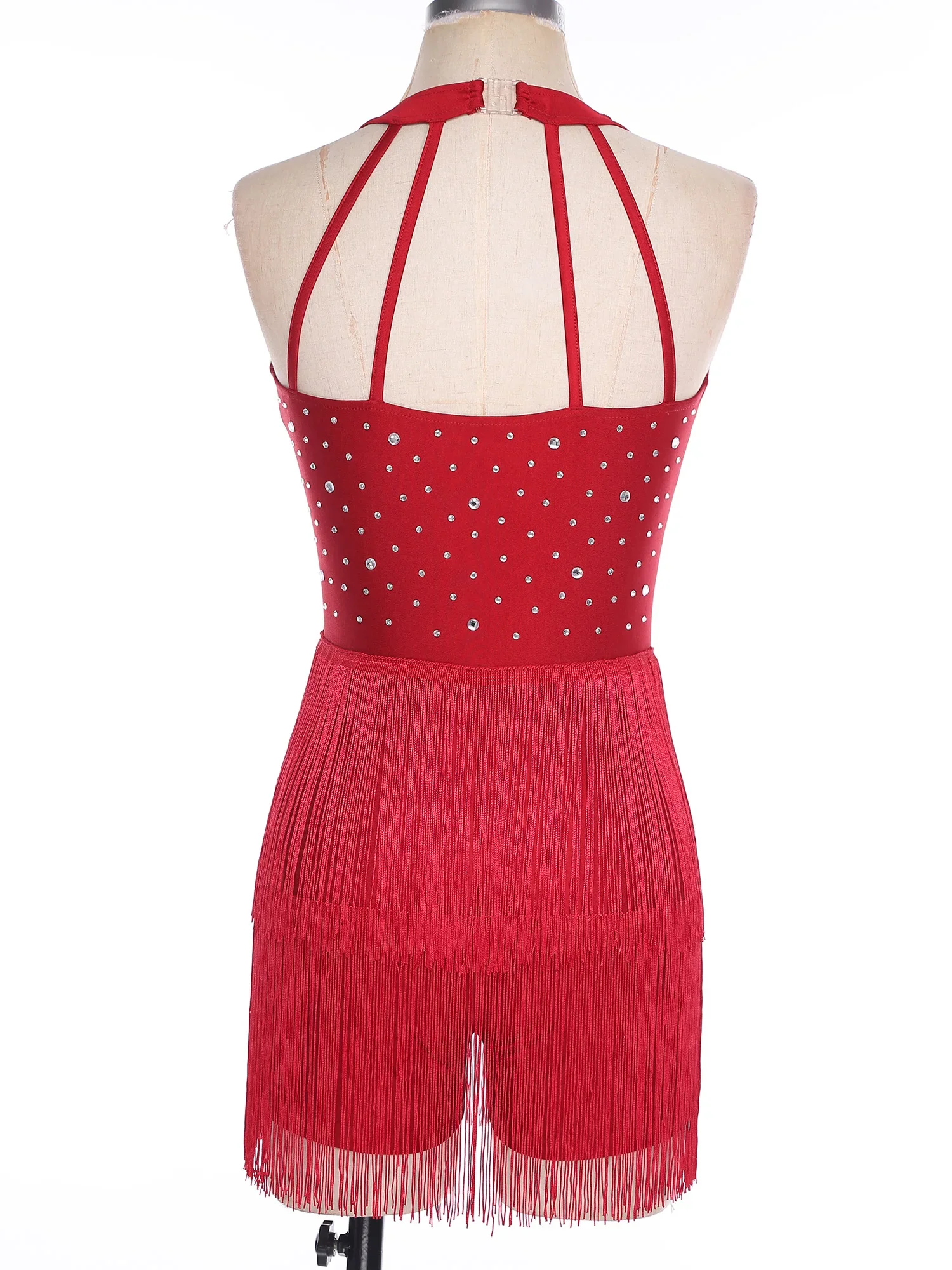 Women Rhinestones Latin Dance Costume Tassel Gymnastics Leotard Bodysuit Ballet Tango Salsa Jazz Performance Fringed Jumpsuits - Image 4