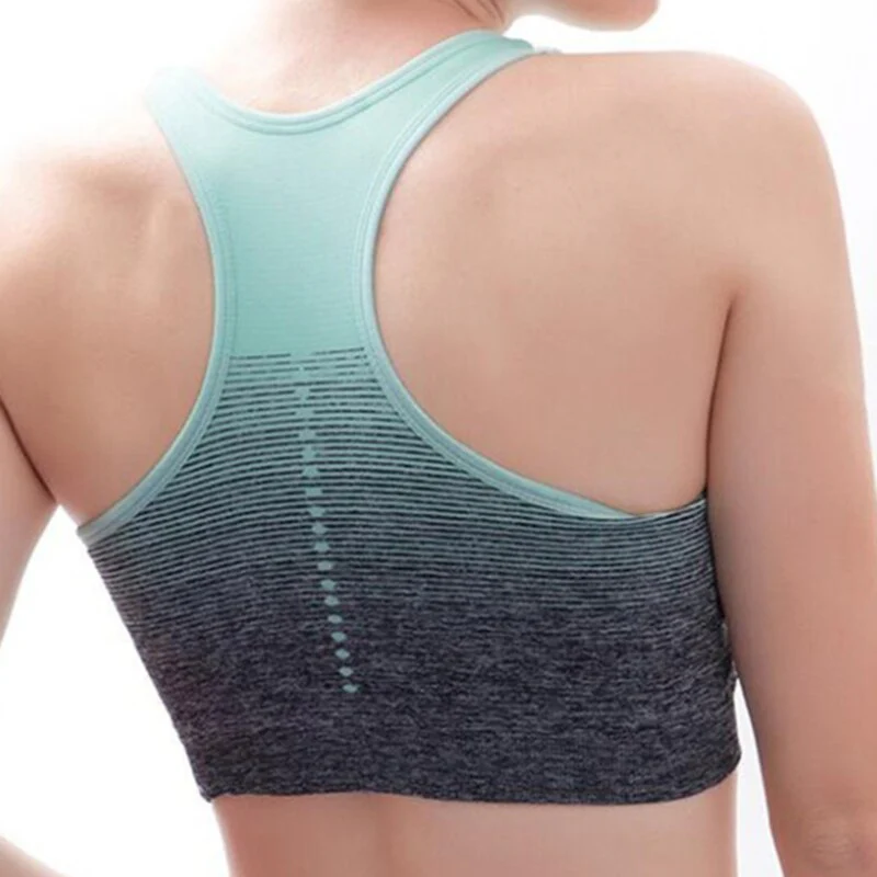 Women Running Sport Brassiere Tops Push Up Bras Gradient Sports Bra Quick Dry Padded Shockproof Gym Fitness - Image 6