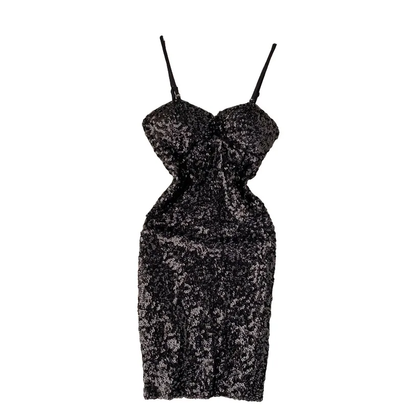 Women Sequined Strap Dress Summer Sexy Elegant Backless Party Dress KoreanPencil Dress Night Club Style - Image 4