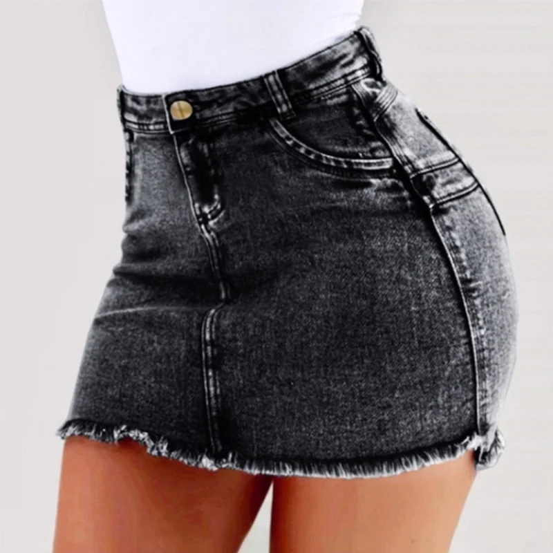Women Sexy High Waisted Black Mini Denim Skirt Woman Fashion 2023 Summer Ladies Casual Slim Bodycon Short Jeans Skirt oversized - Image 10